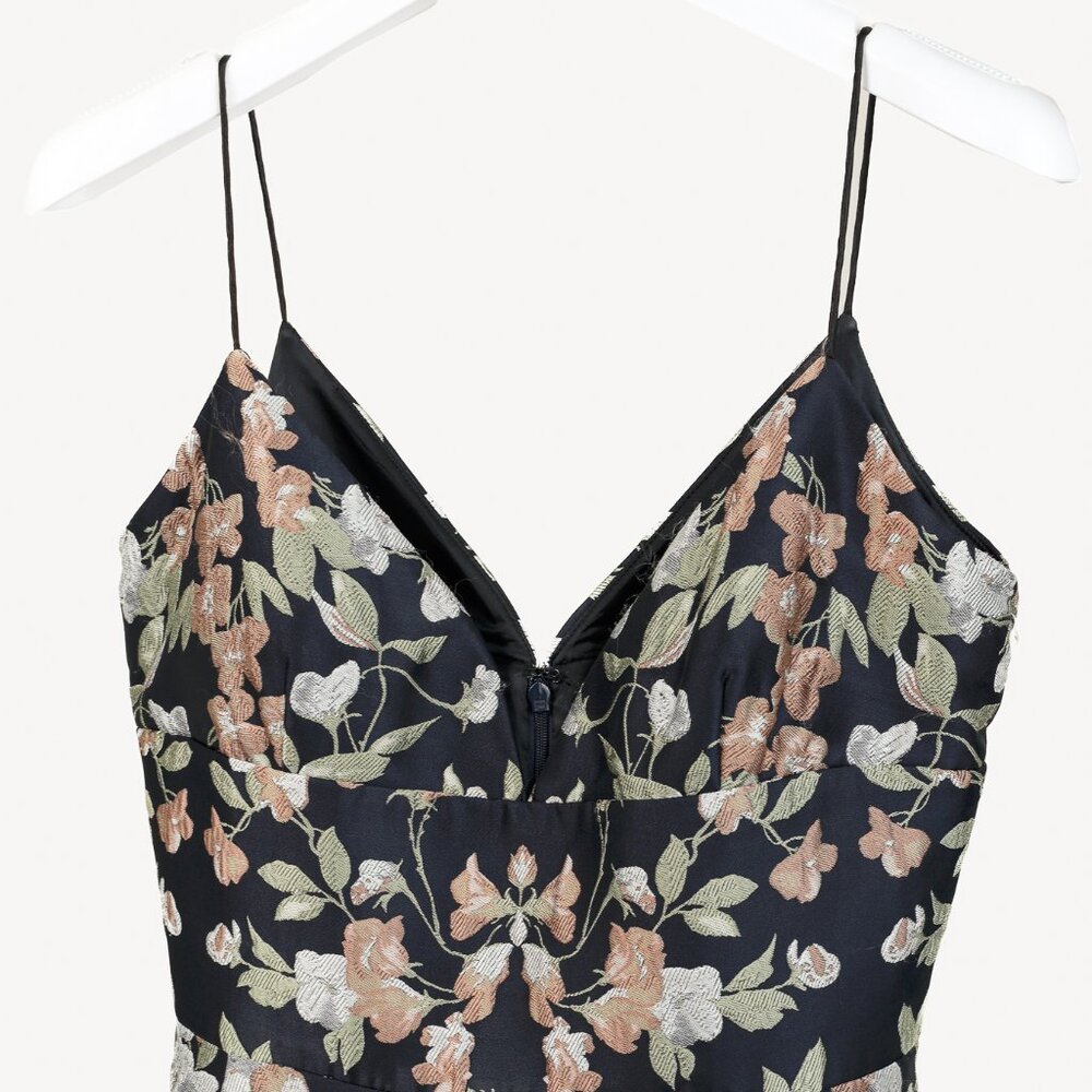 ML Monique Lhuillier Midnight Floral Jacquard Maxi Dress - Picture 4 of 11